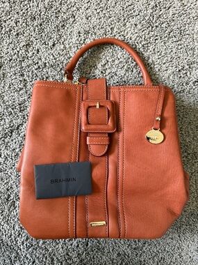 Brahmin Burnt Orange Leather Top-Handle Satchel